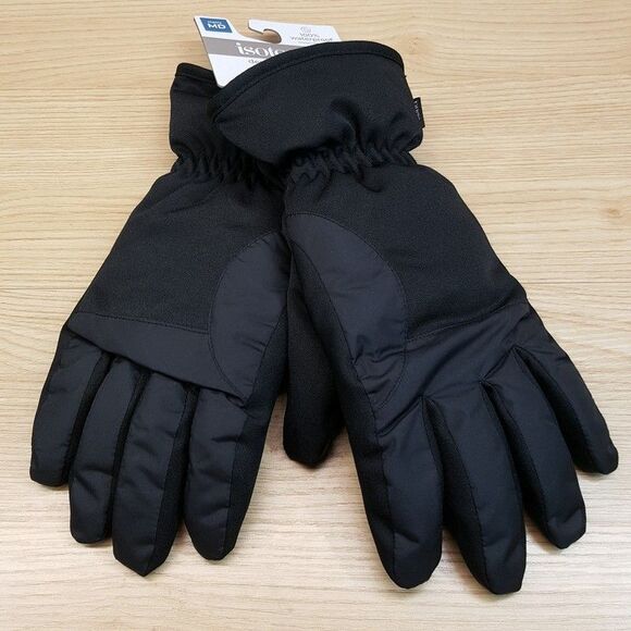 ISOTONER Gloves Mens Medium Black 100% Waterproof Insulated Thick Glove Winter - Picture 1 of 8